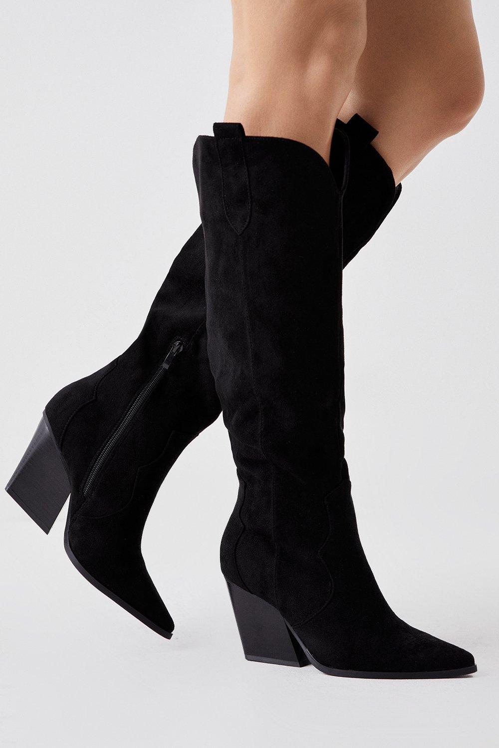 Women’s Kavita Knee High Western Boots - natural black - 3